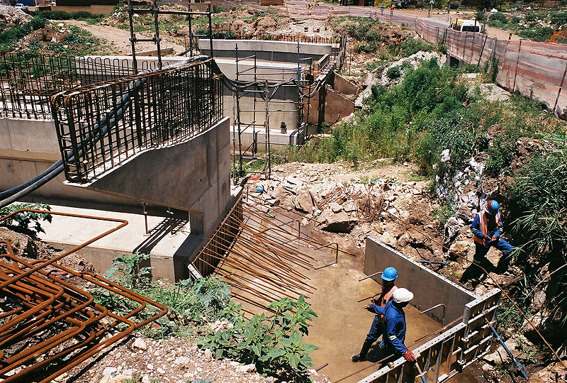 Bridge crew on site during construction supervision